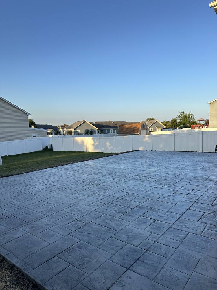 Stamped concrete backyard