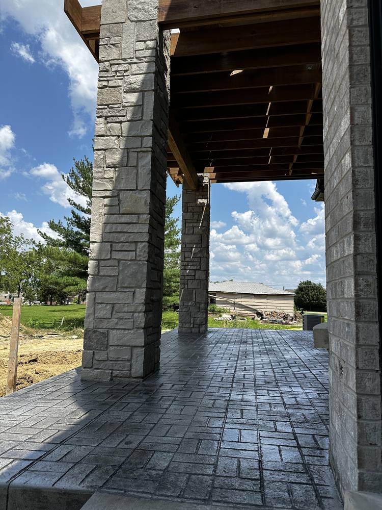 Covered stamped porch